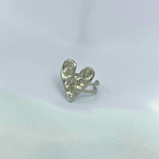 Anillo Corazón Mate Plateado